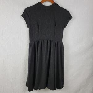 Xhilaration Womens Dress Size S Black Brocade Mock Neck Fit & Flare Skater Mini